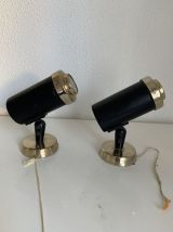 Paire de spots vintage 1950 Lita Zodiac de Jacques Biny noir