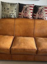 Canapé fabriqué sur mesure 3 pl. en mouton de basane 