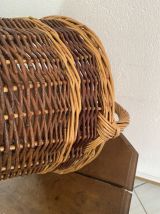 Panier rond en osier bicolore annees 80.