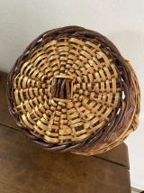 Panier rond en osier bicolore annees 80.