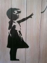 Peinture sur bois de palette street art - style Banksy -