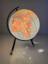 Globe vintage 1972 terrestre mappemonde verre Taride tripode