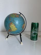 Globe vintage 1972 terrestre mappemonde verre Taride tripode