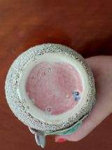 Ancien Petit Vase Barbotine décor Floral - Années 50/60