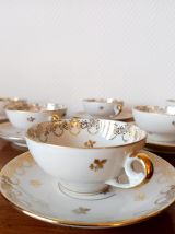 Six tasses dorées porcelaine de Limoges 