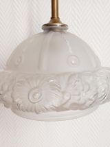 Suspension globe art déco en verre dépoli