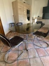 Table Roche Bobois.1970. Acier chromé. 175x94.	