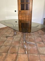 Table Roche Bobois.1970. Acier chromé. 175x94.	