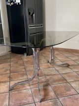 Table Roche Bobois.1970. Acier chromé. 175x94.	
