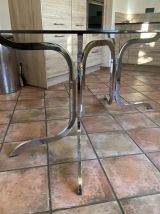 Table Roche Bobois.1970. Acier chromé. 175x94.	