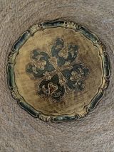 Plateau rond florentin en bois .