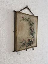 Miroir vintage 1900 triptyque barbier JB doré lie de vin - 3