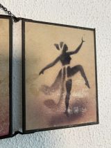 Miroir vintage 1930 triptyque barbier coiffeur danseuse jeun