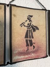 Miroir vintage 1930 triptyque barbier coiffeur danseuse jeun