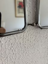 Miroir vintage 1960 triptyque barbier argenté Arpin - 28 x 7