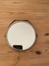 Miroir rond grossissant vintage en métal 