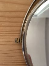 Miroir rond grossissant vintage en métal 