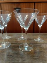 Six verres à cocktail martini Cristal d'Arques 