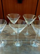 Six verres à cocktail martini Cristal d'Arques 