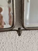 Miroir vintage 1930 triptyque barbier cristal biseauté- 25 x