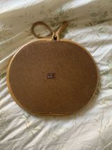 Miroir vintage 1960 pomme rotin osier bambou - 32 x 35 cm