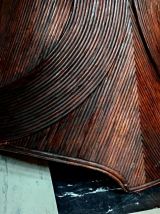 Table à manger marqueterie de rotin 