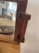 Plateau art déco en bois et miroir.