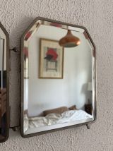 Miroir vintage 1920 triptyque barbier Art Déco cristal hexag
