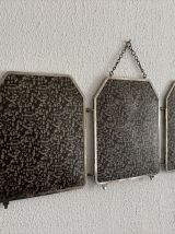 Miroir vintage 1920 triptyque barbier Art Déco cristal hexag