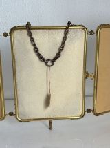 Miroir vintage 1920 triptyque barbier doré fleurs neuf bon m