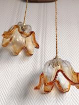 Duo suspension tulipes en verre de Murano 1970 
