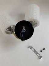 PAIRE D’ANCIENNES APPLIQUES DOUBLES 1950  EN OPALINE VINTAGE