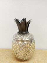 Bonbonnière vintage ananas en verre églomisé 