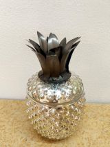 Bonbonnière vintage ananas en verre églomisé 