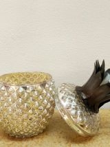 Bonbonnière vintage ananas en verre églomisé 