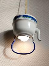 Suspension théière émaillée vintage 