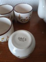 Service à thé asiatique aux fleurs 1970 