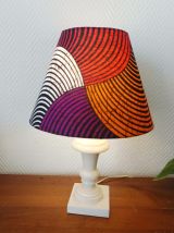 Lampe albâtre abat-jour tissu Wax 