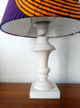 Lampe albâtre abat-jour tissu Wax 