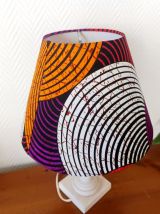 Lampe albâtre abat-jour tissu Wax 