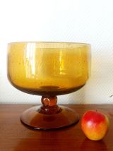 Grande coupe centre de table en verre bullé Biot 25 cm 