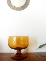 Grande coupe centre de table en verre bullé Biot 25 cm 