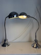 Paire lampes vintage 1940 de bureau jumo 210 chromée design 