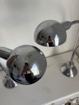 Paire lampes vintage 1940 de bureau jumo 210 chromée design 