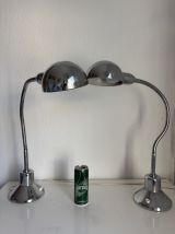 Paire lampes vintage 1940 de bureau jumo 210 chromée design 