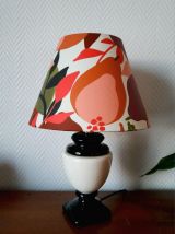 Lampe céramique vintage et abat-jour aux fruits 