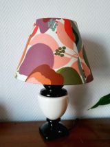 Lampe céramique vintage et abat-jour aux fruits 