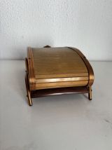 Distributeur cigarettes vintage 1960 boîte rideau bois cuivr
