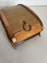 Distributeur cigarettes vintage 1960 boîte rideau bois cuivr