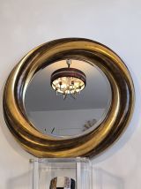 Grand Miroir Rond Victorien Anglais – Bois Doré &amp; Verre 